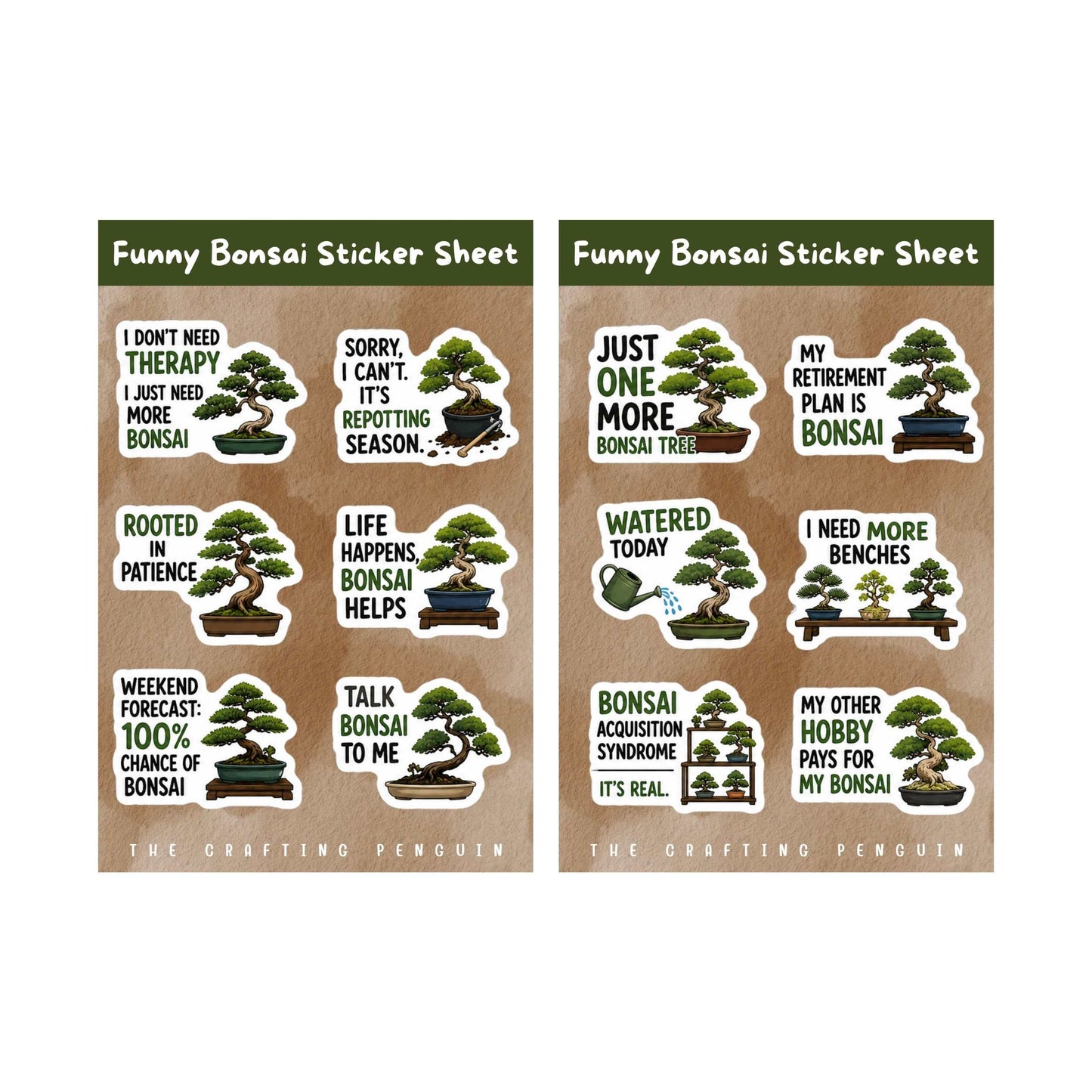 Funny Bonsai Sticker Sheet (4 sheets)