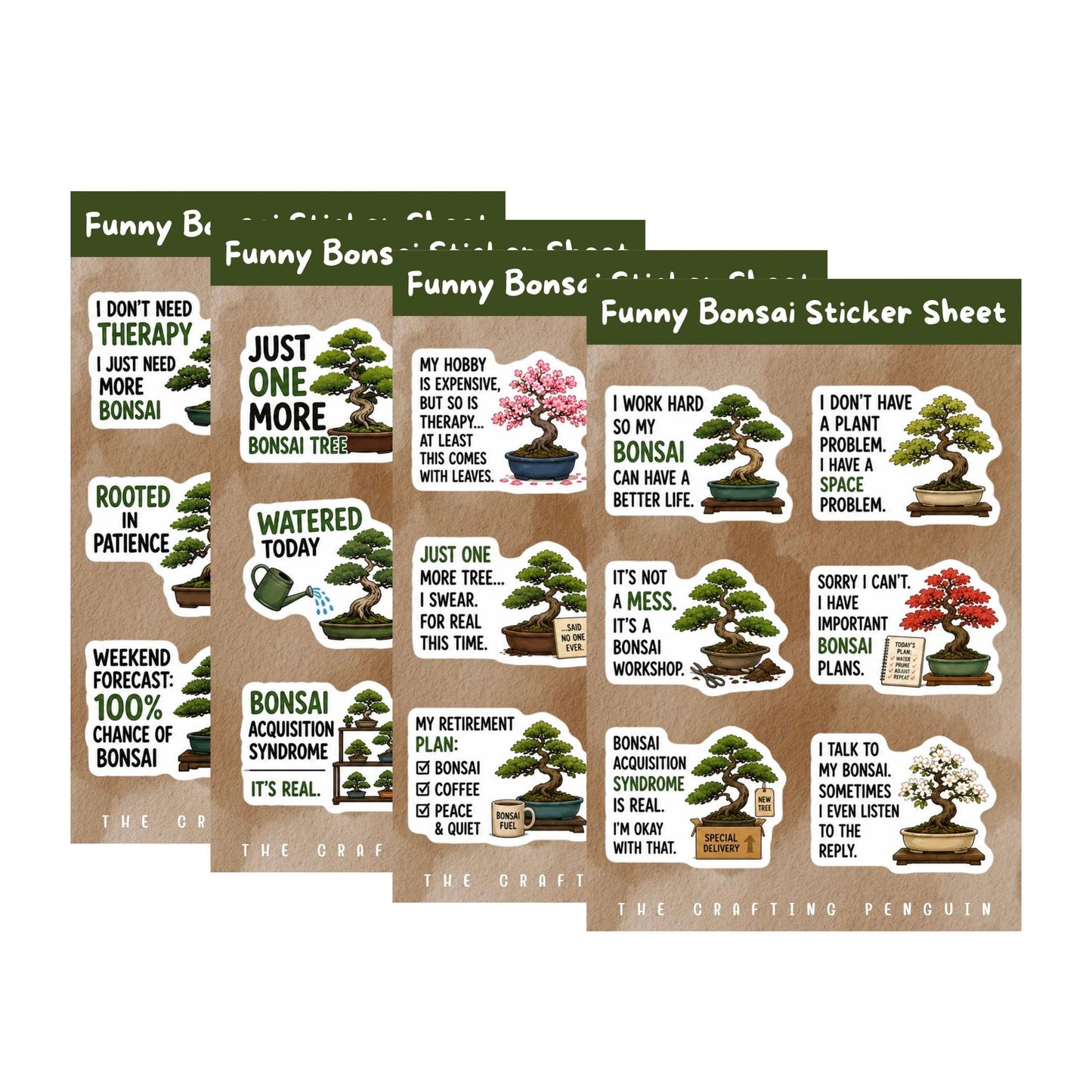 Funny Bonsai Sticker Sheet (4 sheets)