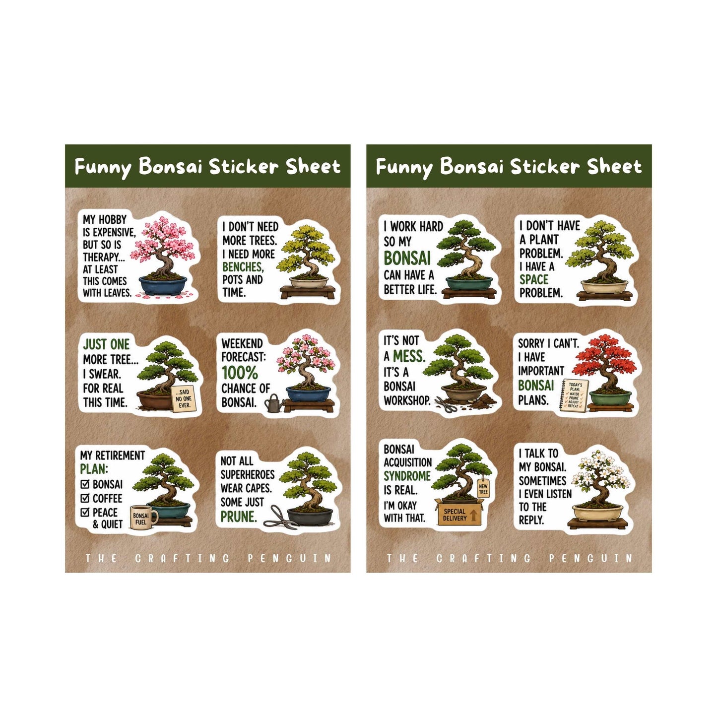 Funny Bonsai Sticker Sheet (4 sheets)