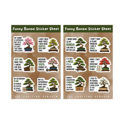 Funny Bonsai Sticker Sheet (4 sheets)
